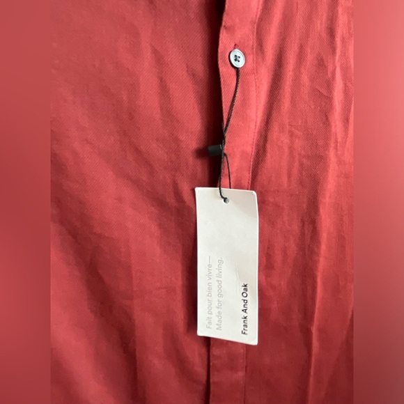 NWT Frank & Oak Cotton Mens Red Button down shirt size medium - Picture 3 of 8